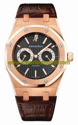 Audemars Piguet Watches : 26330OR.OO.D088CR.01 Automatic 18kt Rose Gold Black Chronograph Dial Brown Crocodile Leather Band Men Watch