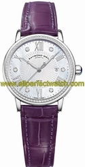Raymond Weil Watches : 2637-SLS-00966 Automatic Date Mother Of Pearl Dial With Steel On Leather Strap 82 Diamonds Women Watch