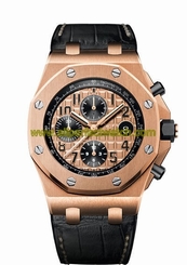 Audemars Piguet Watches : 26470OR.OO.A002CR.01 Automatic Chronograph Date 18ct Rose Gold Case Black Leather Men Watch