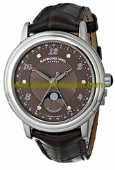 Raymond Weil Watches : 2739-L2-05785 Automatic Diamond Date Moon Phase Dial Brown Alligator Leather Men Watch