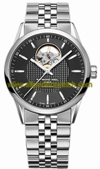 Raymond Weil Watches : 2750-ST-20021 Automatic Open Balance Wheel Steel On Steel Black Dial 38mm Men Watch