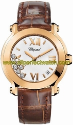 Chopard Watches : 277471-5001 Quartz 18kt Rose Gold White Dial Crocodile Brown Leather Band Women Watch