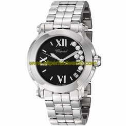 Chopard Watches : 278477-3004 Quartz Stainless Steel Black Dial Stainless Steel Band Women Watch