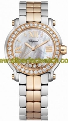 Chopard Watches : 278488-6001 Quartz Stainless Steel/gold White Dial Steel & Rose Gold Band Women Watch
