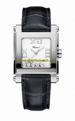 Chopard Watches : 278495-3001 Quartz White Dial Date Floating Diamond Black Leather Women Watch