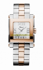 Chopard Watches : 278498-9001 Quartz White Dial Date Floating Diamond 18ct Rose Gold and Stainless Steel Women Watch