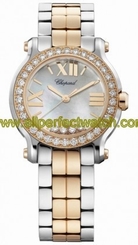 Chopard Watches : 278509-6005 Quartz Stainless Steel/gold Mother Of Pearl Dial Steel & Rose Gold Band Women Watch