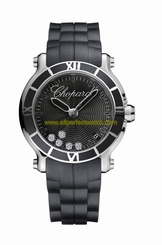 Chopard Watches : 278551-3002 Quartz Black Date Diamond Dial Black Rubber Women Watch
