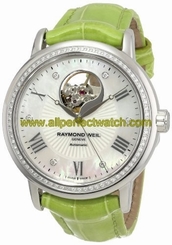 Raymond Weil Watches : 2827-LS5-00966 Automatic Mother of Pearl Dial Green Leather Women Watch