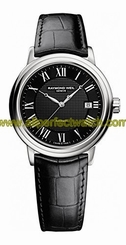 Raymond Weil Watches : 2837-STC-00208 Automatic Roman Numerals Dial Date Black Leather Men Watch