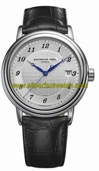 Raymond Weil Watches : 2837-STC-05659 Automatic Date Steel On Leather Strap Men Watch