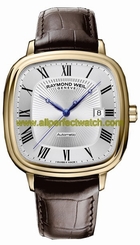 Raymond Weil Watches : 2867-PC-00659 Automatic Date Roman Numeral Silver Dial Brown Leather Men Watch