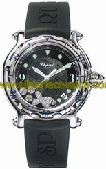 Chopard Watches : 288347-3007 Quartz Stainless Steel Black Dial Black Rubber Band Women Watch