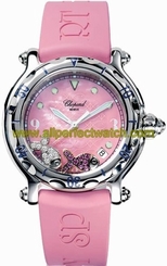 Chopard Watches : 288347-3013 Quartz Stainless Steel Pink Mother Of Pearl Dial Pink Rubber Band Women Watch