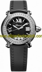 Chopard Watches : 288507-9018 Quartz Ceramic Black Dial Black Rubber Band Women Watch