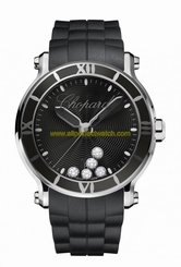 Chopard Watches : 288525-3005 Quartz Black Diamond Dial Black Rubber Women Watch
