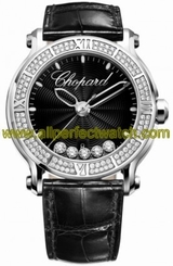Chopard Watches : 288525-3006 Quartz Stainless Steel Black Dial Crocodile Black Leather Band Women Watch