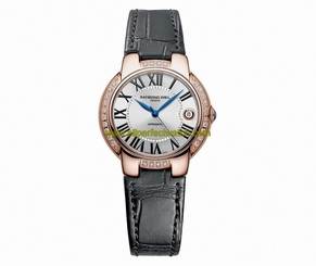 Raymond Weil Watches : 2935-PCS-00659 Automatic Rose Gold On Leather Strap 29 Diamonds Women Watch