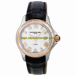 Raymond Weil Watches : 2970-SC5-00308 Automatic Date White Dial Stainless Steel Two Tone With Leather Strap Men Watch