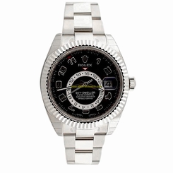 Fake AAA Rolex Watches : 326939 Black Dial 18k White Gold Band Men Watch Watch