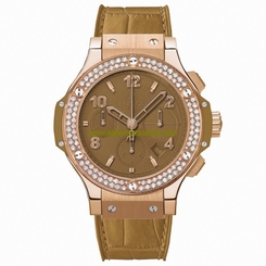 Hublot Watches : 341.PA.5390.LR.1104 Automatic Chronograph Date 18k Rose Gold And Diamond Bezel Camel Calored Women Watch