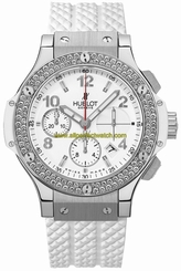 Hublot Watches : 342.SE.230.RW.114 Automatic Chronograph Date Diamond Bezel White Rubber Women Watch
