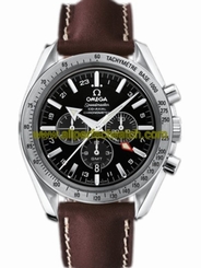 Omega Watches : 3881.50.37 44.25mm Automatic Chronograph Speedmaster Broad Arrow GMT Black Dial Stainless Steel Case With Brown Leather Strap Men Watch