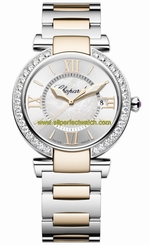 Chopard Watches : 388532-6004 Quartz Analog Date Diamond Bezel 18ct Rose Gold and Stainless Steel Women Watch