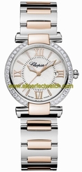 Chopard Watches : 388541-6004 Quartz Mother of Pearl Date Dial Diamond Bezel 18ct Rose Gold and Stainless Steel Women Watch