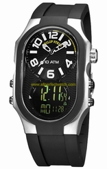 Philip Stein Watches : 3RB-AD-RB Quartz Black Dial Day Date Silicone Men Watch