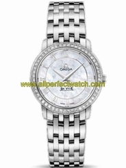 Omega Watches : 413.15.27.60.05.001 27mm Prestige Quartz White Mother Of Pearl Dial Stainless Steel Case, Diamonds With Stainless Steel Bracelet Women Watch
