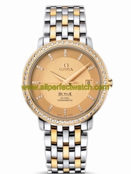 Omega Watches : 413.25.37.20.58.001 36.5mm Automatic Chronometer Prestige Co-Axial Champagne Gold Dial Yellow Gold Case, Diamonds With Yellow Gold And Stainless Steel Bracelet Men Watch