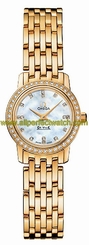 Omega Watches : 4175.76.00 22mm Prestige Quartz White Mother Of Pearl Dial Yellow Gold Case, Diamonds With Yellow Gold Bracelet Women Watch