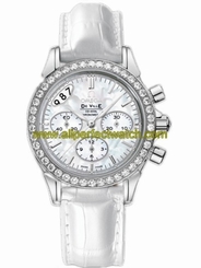 Omega Watches : 422.18.35.50.05.002 35mm Automatic Co-Axial Chronograph White Mother Of Pearl Dial Stainless Steel Case, Diamonds With White Leather Strap Women Watch