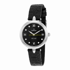 Omega Watches : 424.13.27.60.51.001 Quartz Diamond Dial Black Leather Women Watch