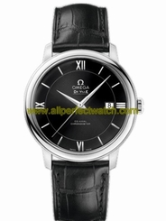 Omega Watches : 424.13.40.20.01.001 39.5mm Prestige Co-Axial Black Dial Stainless Steel Case With Black Leather Strap Men Watch