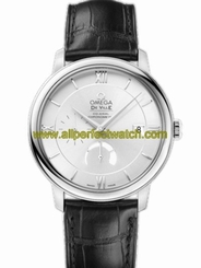 Omega Watches : 424.13.40.21.02.001 39.5mm Prestige Power Reserve Co-Axial Silver Dial Stainless Steel Case With Black Leather Strap Men Watch