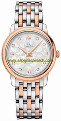 Fake AAA Omega Watches : 424.20.27.60.52.002 Quartz Diamond Dial 18k Rose Gold Bezel Women Watch Watch