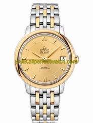 Omega Watches : 424.20.33.20.08.001 32.7mm Prestige Co-Axial Champagne Gold Dial Yellow Gold Case With Yellow Gold And Stainless Steel Bracelet Women Watch