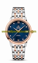 Omega Watches : 424.20.33.20.53.001 Automatic Chronometer Blue Diamond Date Dial 18k Rose Gold Bezel Women Watch