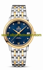 Omega Watches : 424.20.33.20.53.002 Automatic Blue Diamond Date Dial 18k Yellow Gold and Stainless Steel Women Watch