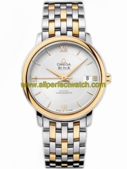Omega Watches : 424.20.37.20.02.001 36.8mm Prestige Co-Axial Silver Dial Yellow Gold Case With Yellow Gold And Stainless Steel Bracelet Men Watch