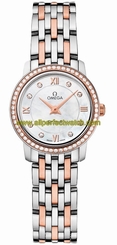 Omega Watches : 424.25.24.60.55.002 Quartz White Mother of Pearl Diamond Dial Diamond 18k Rose Gold Bezel Women Watch
