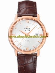 Omega Watches : 424.53.40.20.02.001 39.5mm Prestige Co-Axial Silver Dial Rose Gold Case With Brown Leather Strap Men Watch