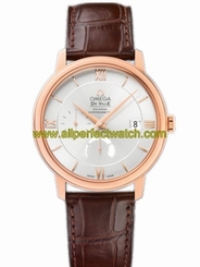 Omega Watches : 424.53.40.21.02.001 39.5mm Prestige Power Reserve Co-Axial Silver Dial Rose Gold Case With Brown Leather Strap Men Watch