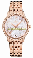 Omega Watches : 424.55.33.20.55.004 Automatic White Mother of Pearl Diamond Dial Diamond Bezel 18k Rose Gold Women Watch
