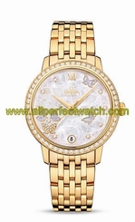 Omega Watches : 424.55.33.20.55.005 Automatic White Mother of Pearl Diamond Dial Diamond Bezel 18k Yellow Gold Women Watch