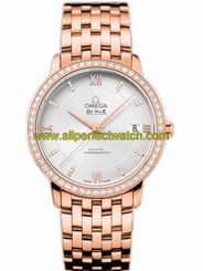 Omega Watches : 424.55.37.20.52.001 36.8mm Prestige Co-Axial Silver Dial Rose Gold Case, Diamonds With Rose Gold Bracelet Men Watch