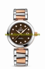 Omega Watches : 425.20.34.20.63.001 Automatic Diamond Indexes Date Dial 18k Rose Gold and Stainless Steel Women Watch