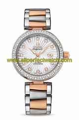 Omega Watches : 425.25.34.20.55.001 Automatic White Mother of Pearl Diamond Dial Diamond Bezel 18k Rose Gold and Stainless Steel Women Watch